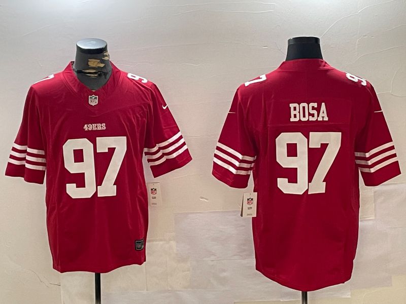 Men San Francisco 49ers #97 Bosa Red three generations 2024 Nike Limited NFL Jersey style 1